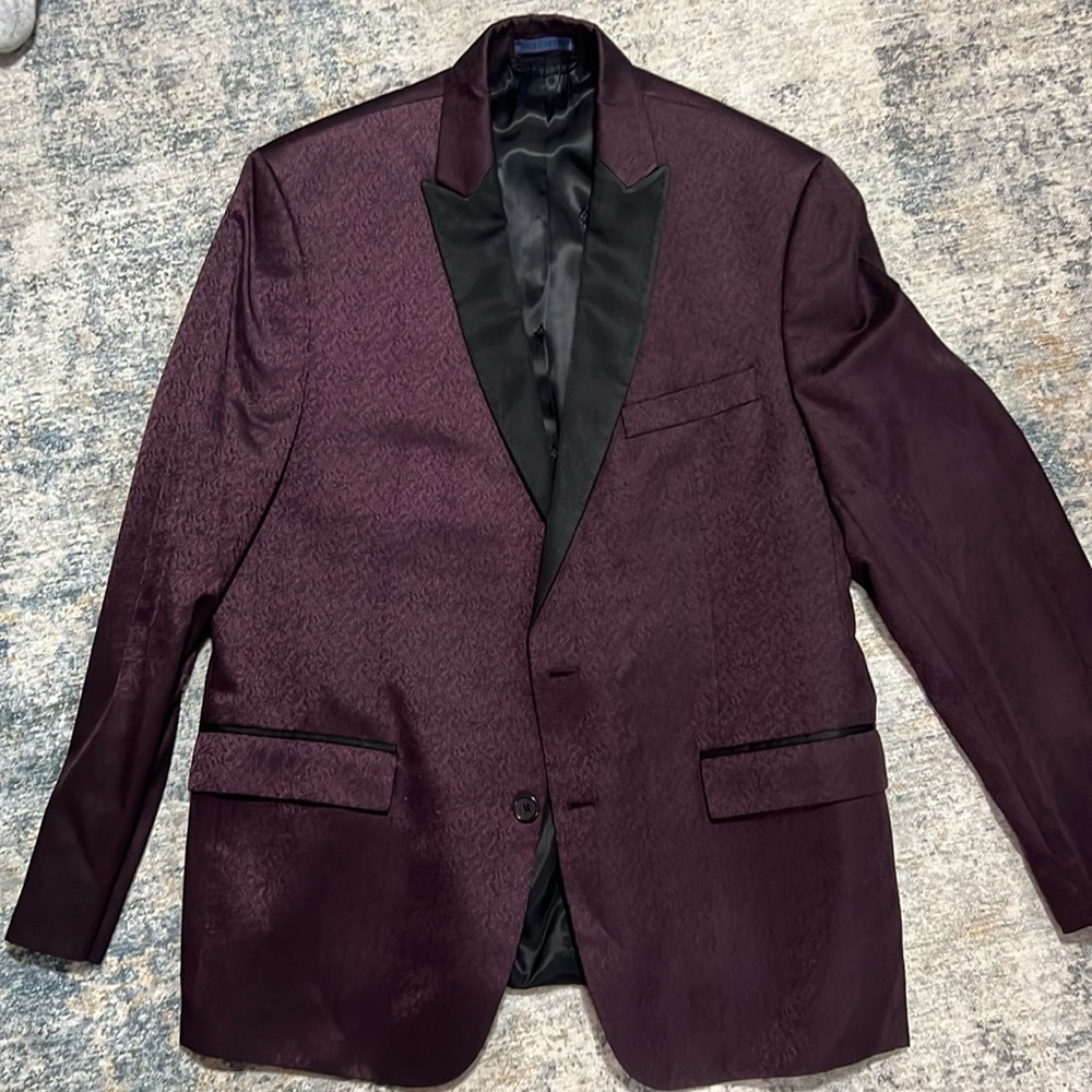 Men's Modern-Fit Burgundy/Black Velvet Paisley Dinner Jacket, Created for Macy's